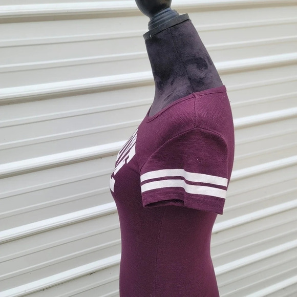 Reflex Womens Women’s S Knit Purple Round Neck T Shirt Short Sleeve LOVE White - Picture 4 of 9